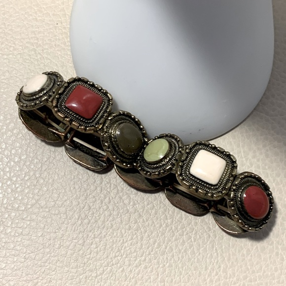 Jewelry - Antique Looking Brass Bracelet With Enamel Middle